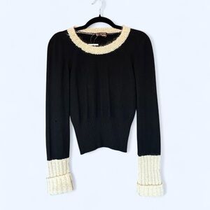 Sonia Rykiel black sweater with cream accents